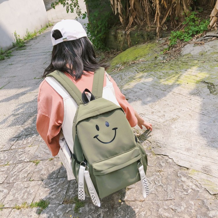 Fashion Green Cartoon Smiling Backpack,Backpack