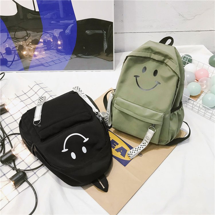 Fashion Green Cartoon Smiling Backpack,Backpack