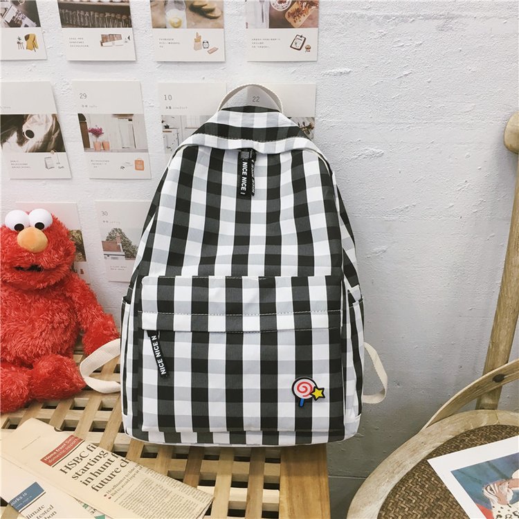 Fashion Black Lollipop Plaid Backpack,Backpack