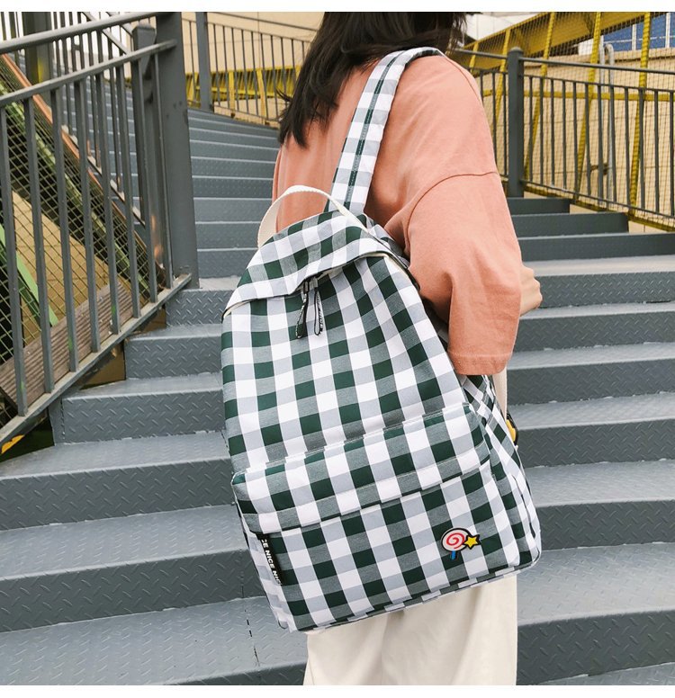 Fashion Green Lollipop Plaid Backpack,Backpack