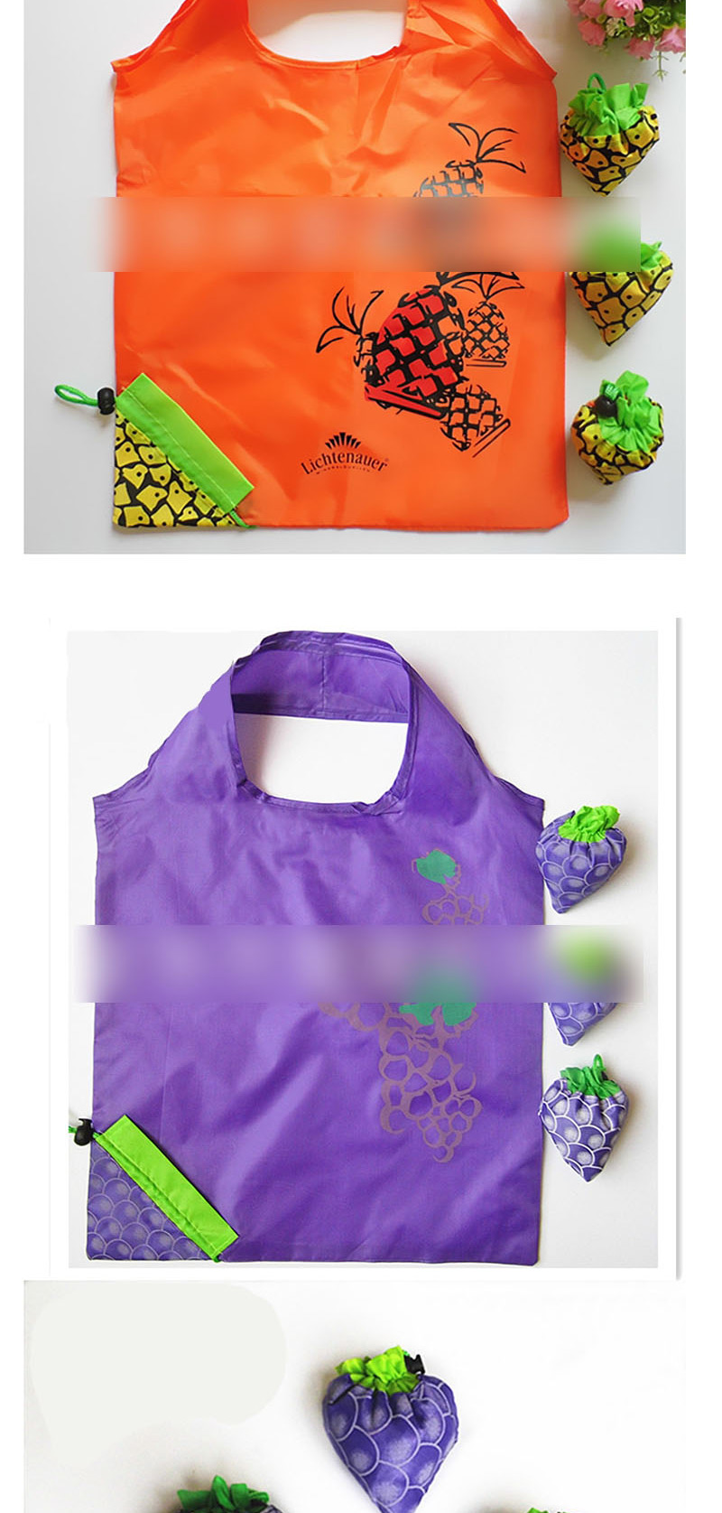 Fashion Red Apple Polyester Folded Fruit Green Bag Shopping Bag,Handbags