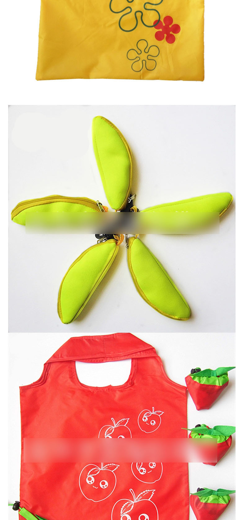 Fashion Strawberry Polyester Folded Fruit Green Bag Shopping Bag,Handbags