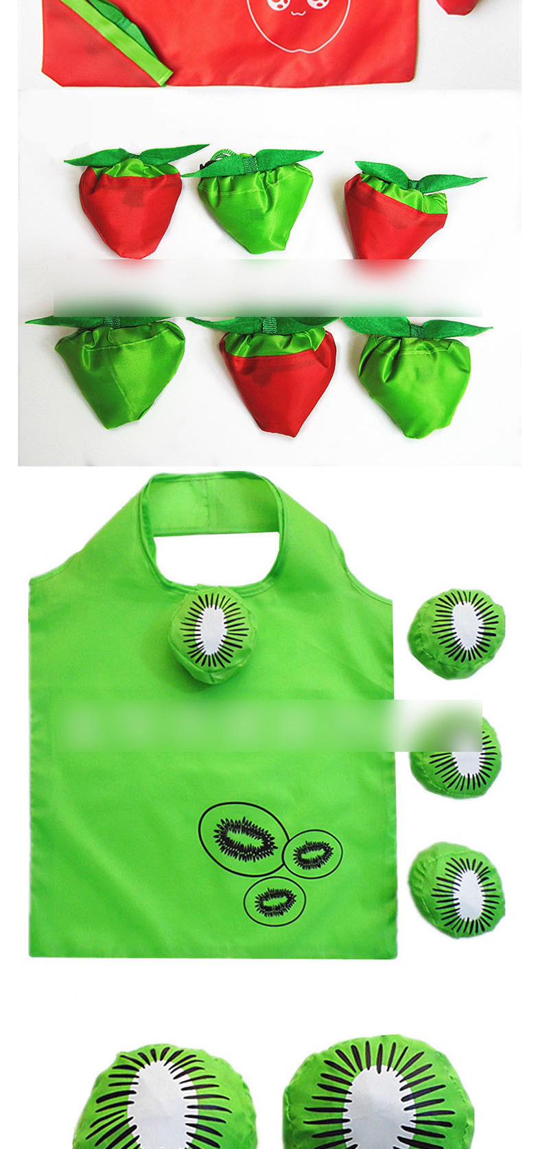 Fashion Red Apple Polyester Folded Fruit Green Bag Shopping Bag,Handbags