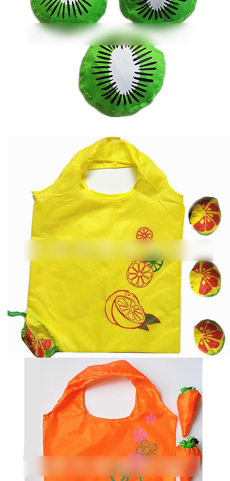 Fashion Strawberry Polyester Folded Fruit Green Bag Shopping Bag,Handbags