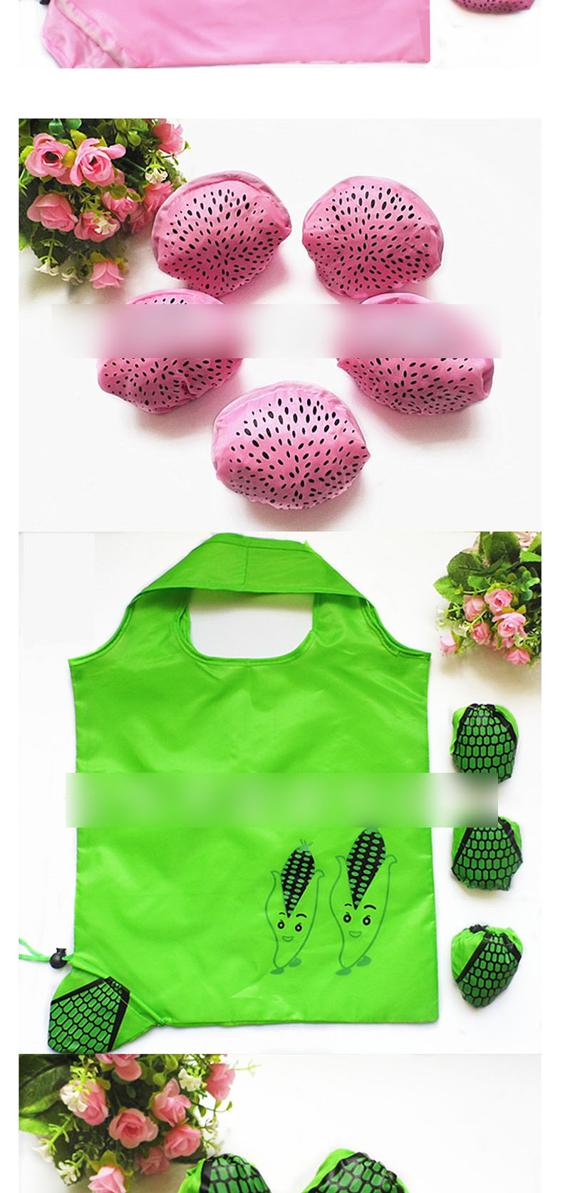 Fashion Corn Polyester Folded Fruit Green Bag Shopping Bag,Handbags