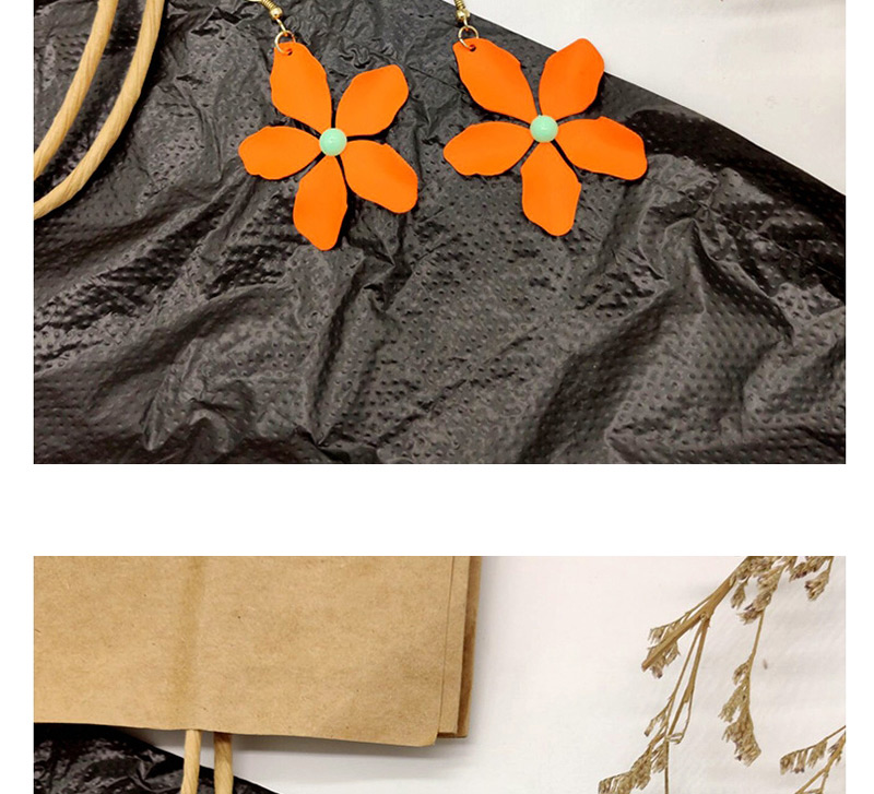 Fashion Orange Contrast Flower Earrings,Drop Earrings