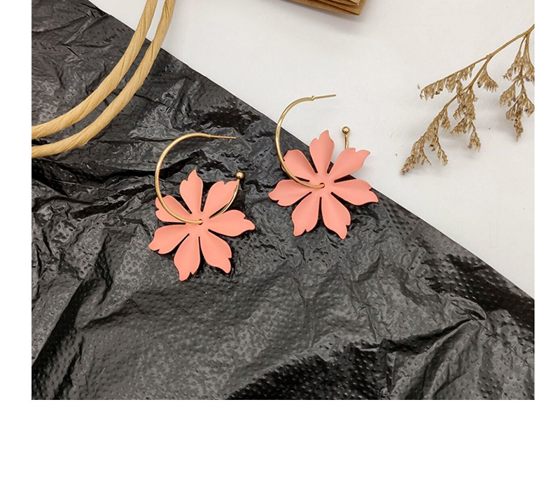 Fashion Pink Flower Earrings,Hoop Earrings
