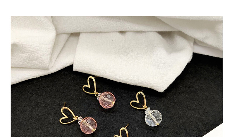 Fashion Pink Transparent Crystal Heart Earrings,Drop Earrings