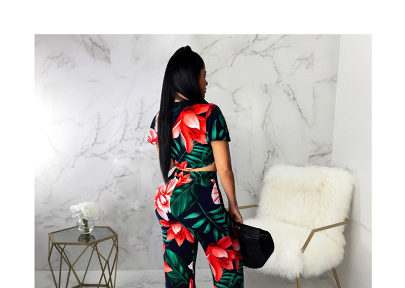 Fashion Red Print Digital Print Two-piece Suit,Hair Crown