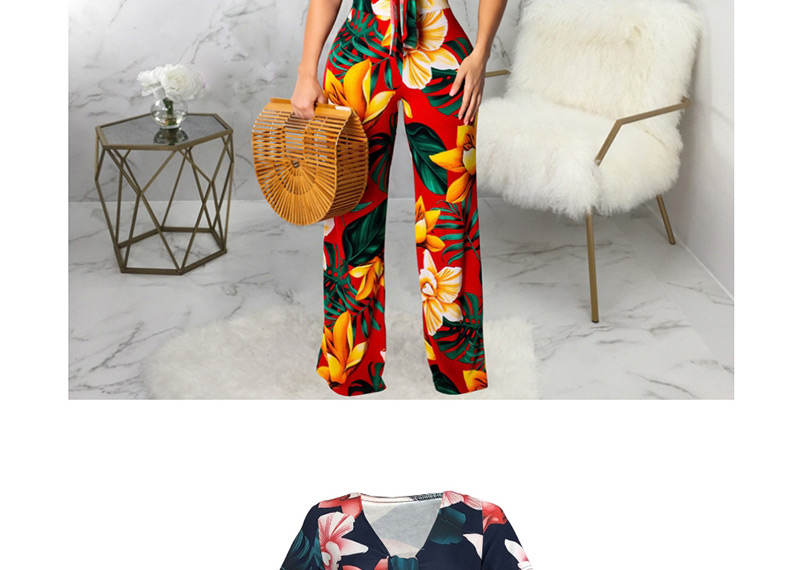 Fashion Red Print Digital Print Two-piece Suit,Hair Crown