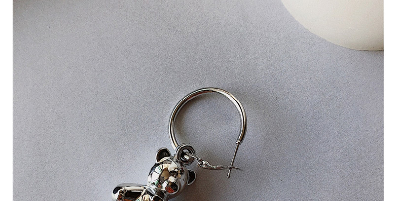 Fashion Silver Bear Asymmetric Auricle,Drop Earrings