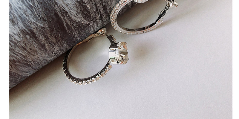 Fashion Silver  Silver Needle Diamond Drill Ring Large Gemstone Earrings,Drop Earrings