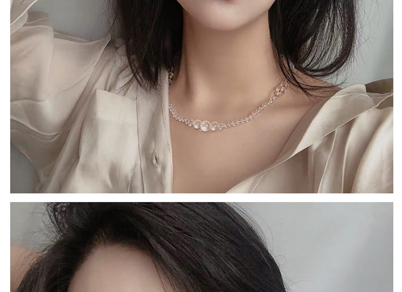 Fashion Transparent Natural White Crystal Wave Soda Necklace,Beaded Necklaces