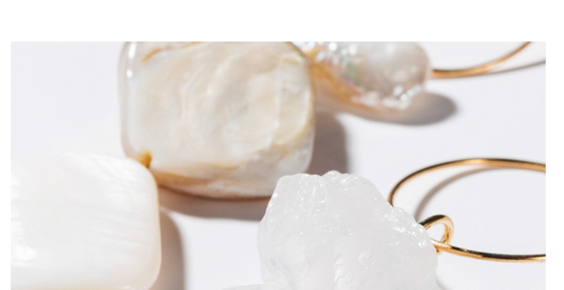 Fashion White Natural Stone Acetate Plate Asymmetric Earrings,Drop Earrings