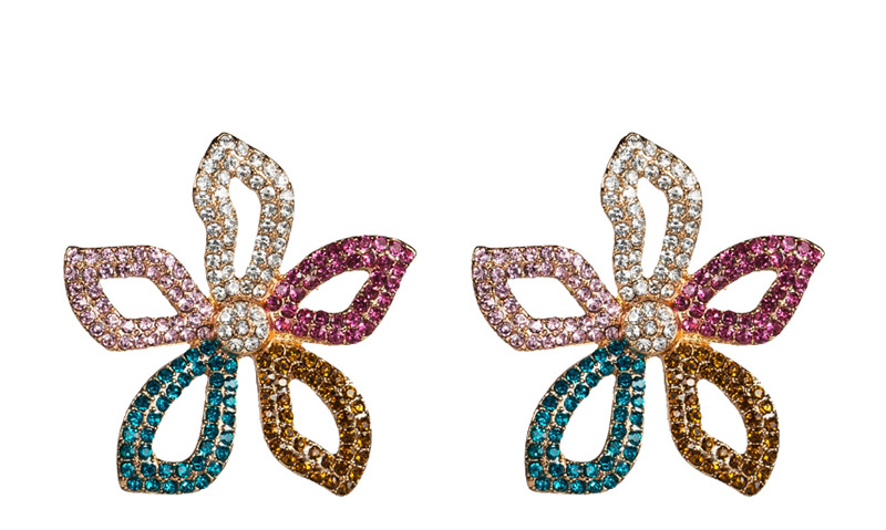 Fashion Color Acrylic Diamond Flower Earrings,Drop Earrings