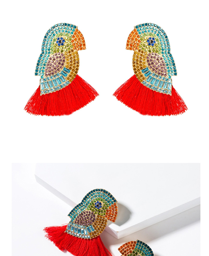 Fashion Orange Diamond Acrylic Parrot Bird Earrings,Drop Earrings