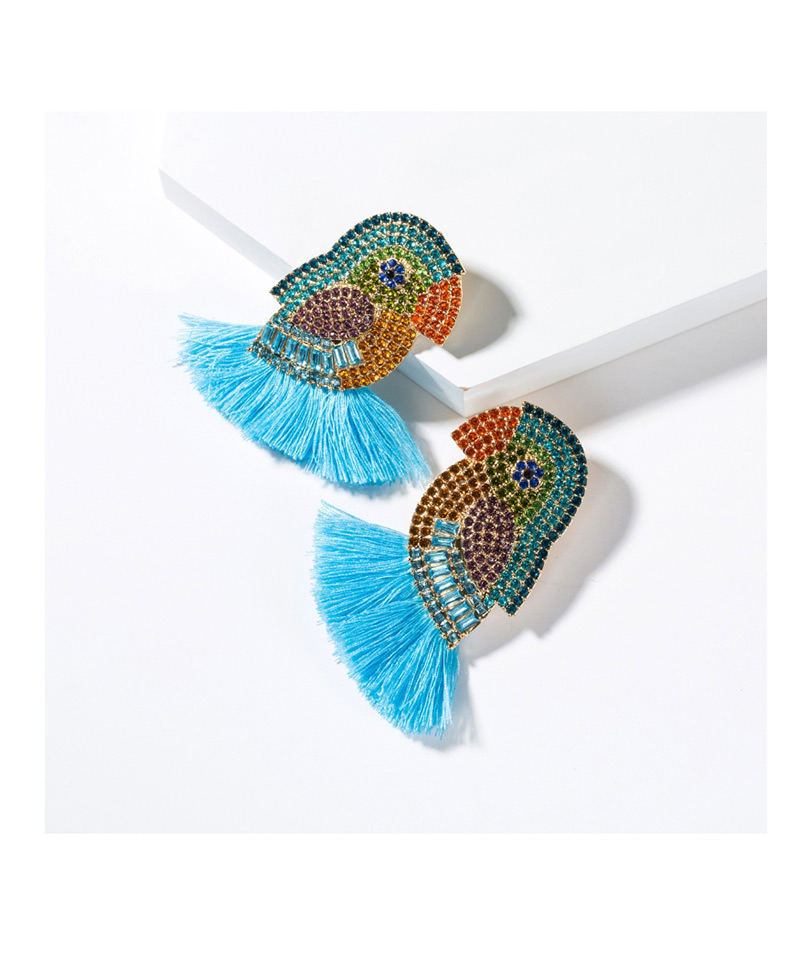 Fashion Orange Diamond Acrylic Parrot Bird Earrings,Drop Earrings