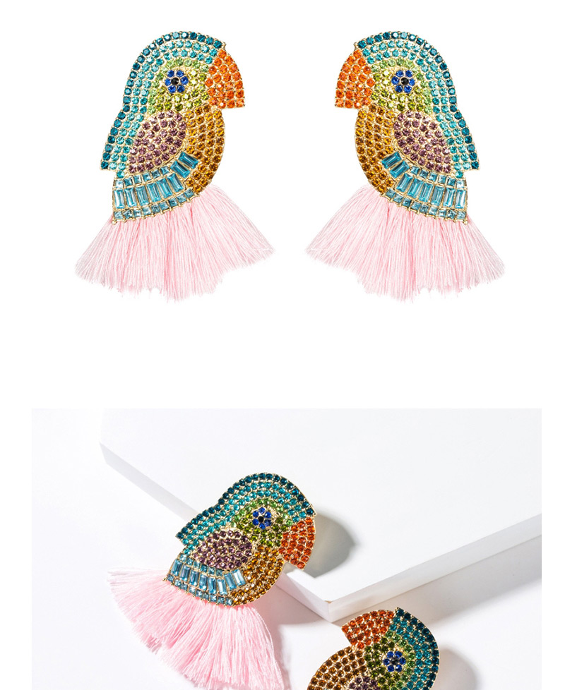 Fashion Red Diamond Acrylic Parrot Bird Earrings,Drop Earrings