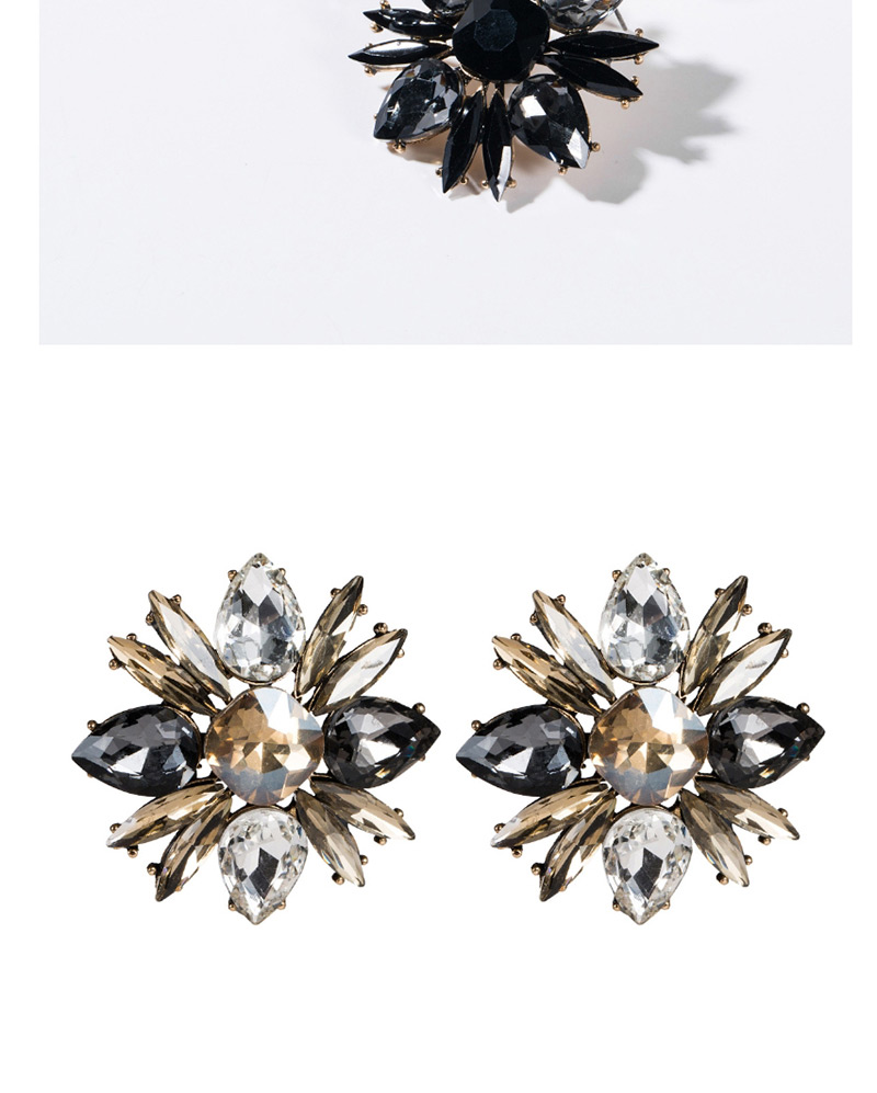 Fashion Gold Floral Diamond Earrings,Stud Earrings