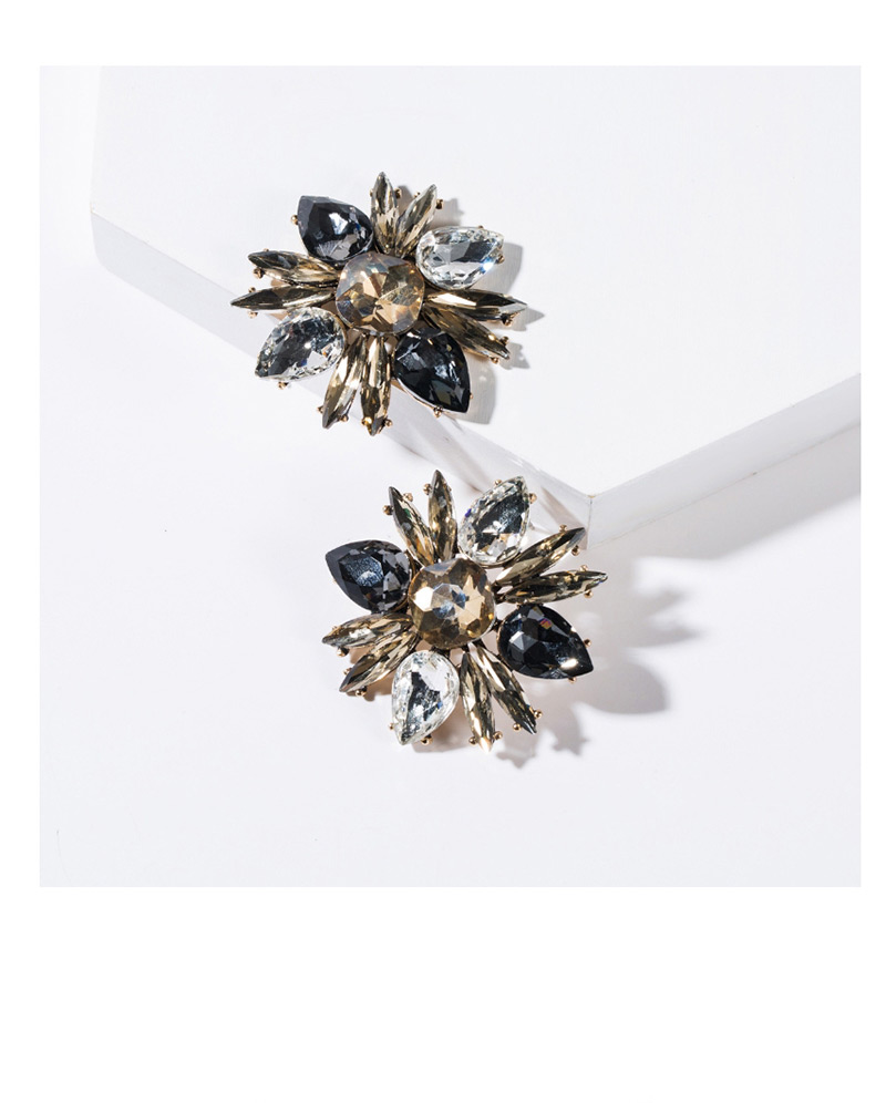 Fashion Gold Floral Diamond Earrings,Stud Earrings