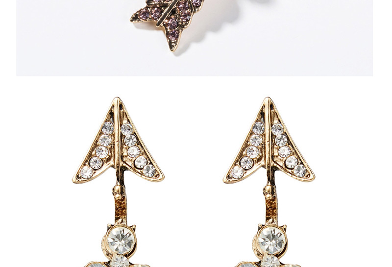 Fashion Pink  Silver Needle Acrylic Diamond Cupid Arrow Stud Earrings,Drop Earrings