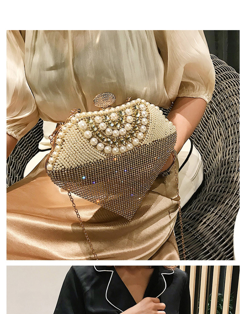 Fashion Silver Pearl-studded Evening Shoulder Messenger Bag,Handbags