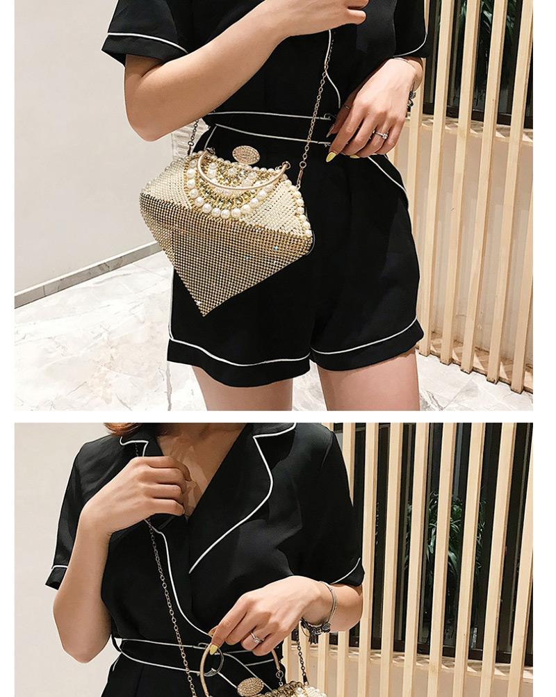 Fashion Gold Pearl-studded Evening Shoulder Messenger Bag,Handbags