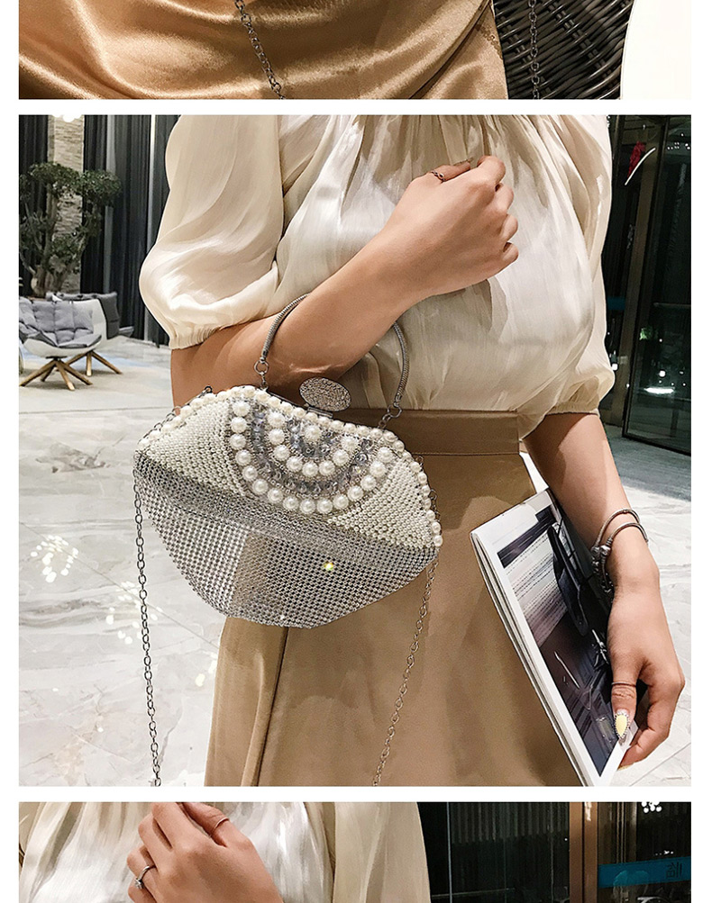 Fashion Gold Pearl-studded Evening Shoulder Messenger Bag,Handbags