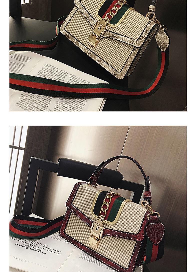 Fashion Khaki Broadband Hand Strap Locking Shoulder Bag,Handbags
