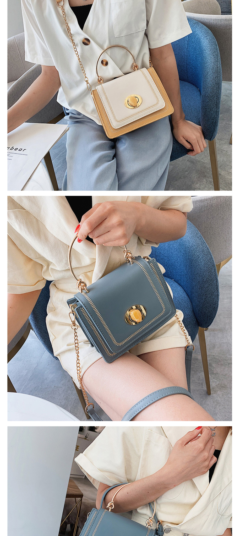 Fashion Blue Hand Chain Single Shoulder Messenger Bag,Handbags