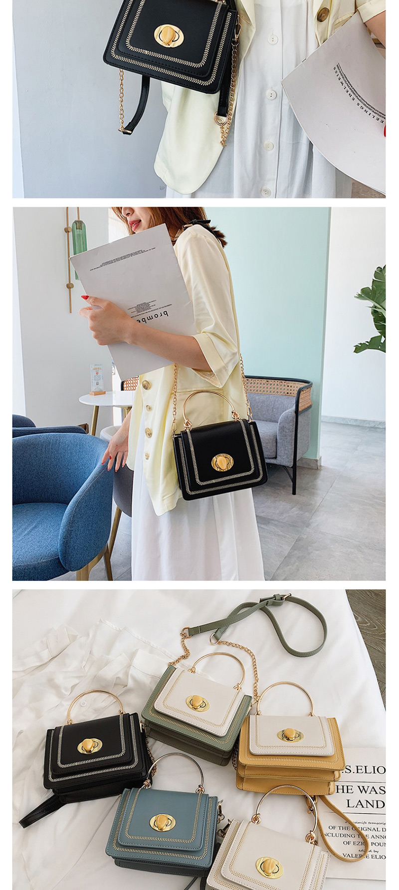 Fashion Black Hand Chain Single Shoulder Messenger Bag,Handbags