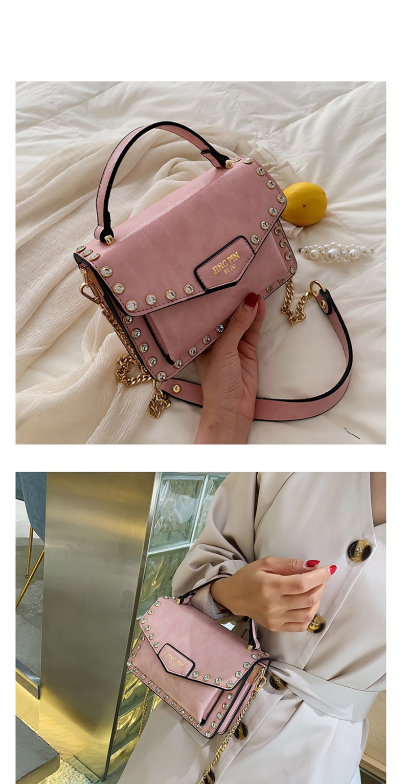Fashion Pink Diamond Studded Chain Shoulder Bag,Handbags