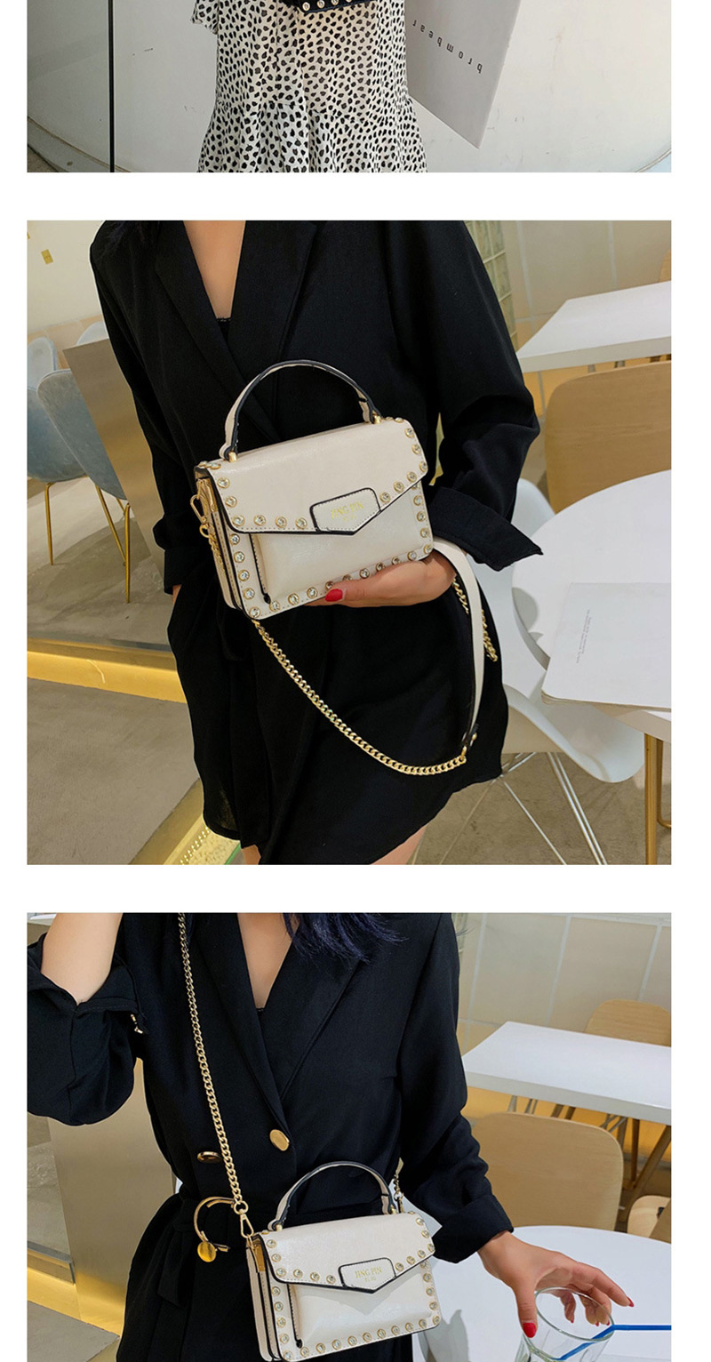 Fashion White Diamond Studded Chain Shoulder Bag,Handbags