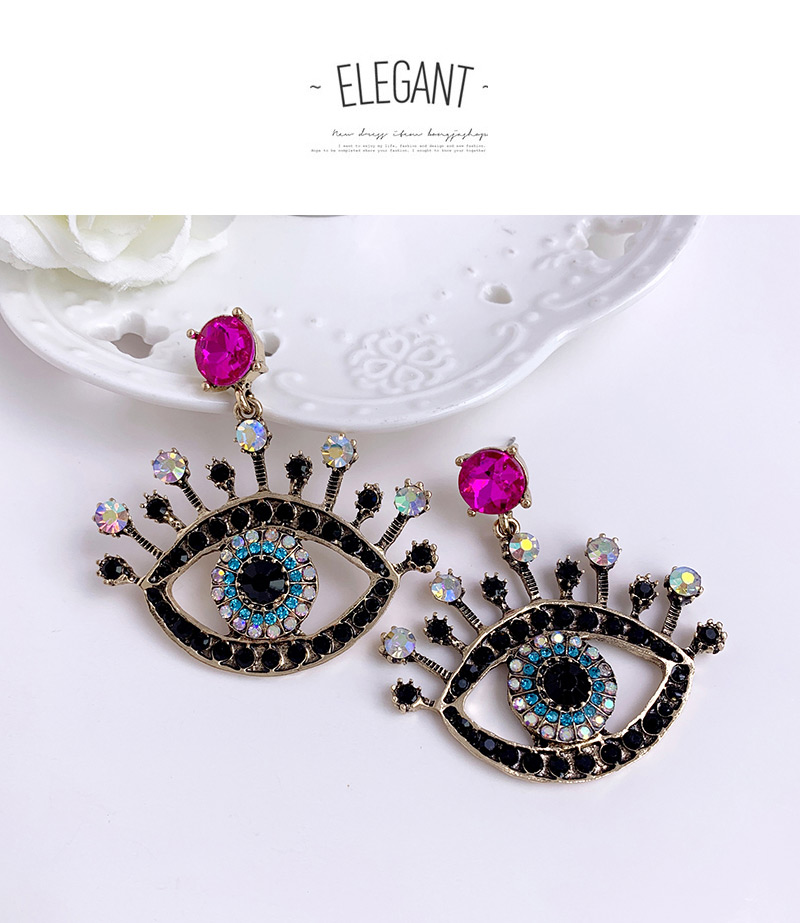 Fashion Black Alloy Diamond Eye Studs,Drop Earrings