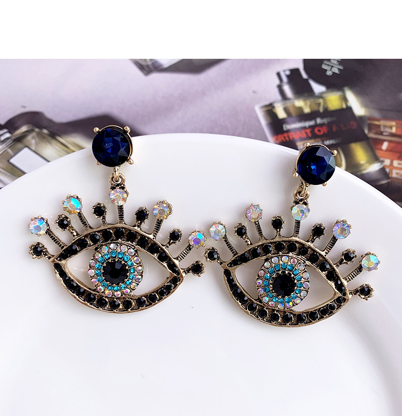 Fashion Blue Alloy Diamond Eye Studs,Drop Earrings