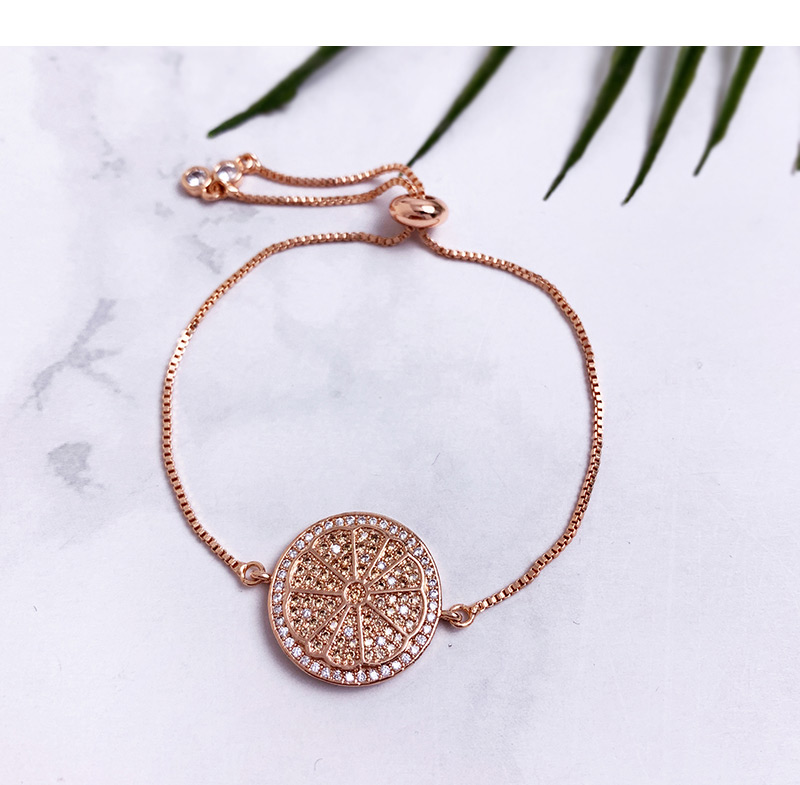 Fashion Gold Copper Inlaid Zircon Beaded Flower Bracelet,Bracelets