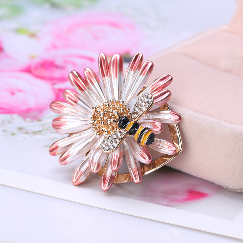 Fashion Pink Alloy Flower Bee Brooch,Korean Brooches