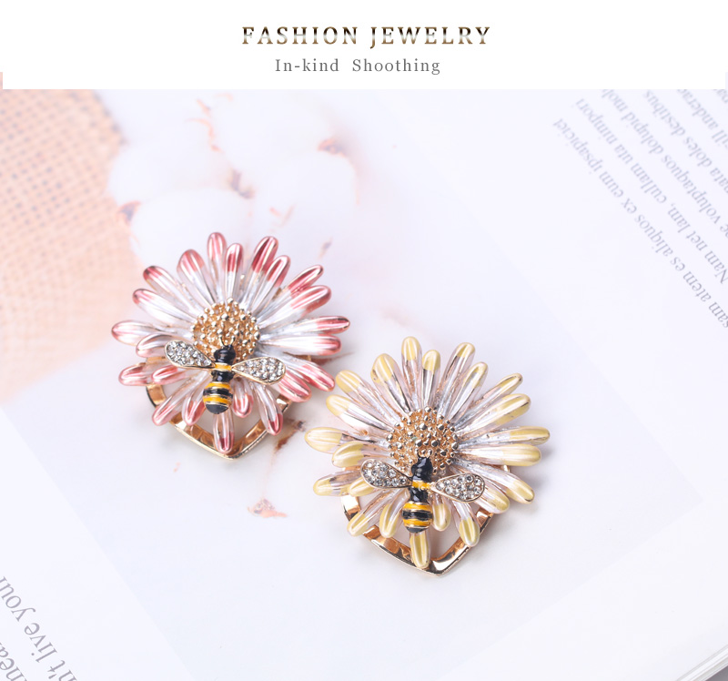 Fashion Pink Alloy Flower Bee Brooch,Korean Brooches