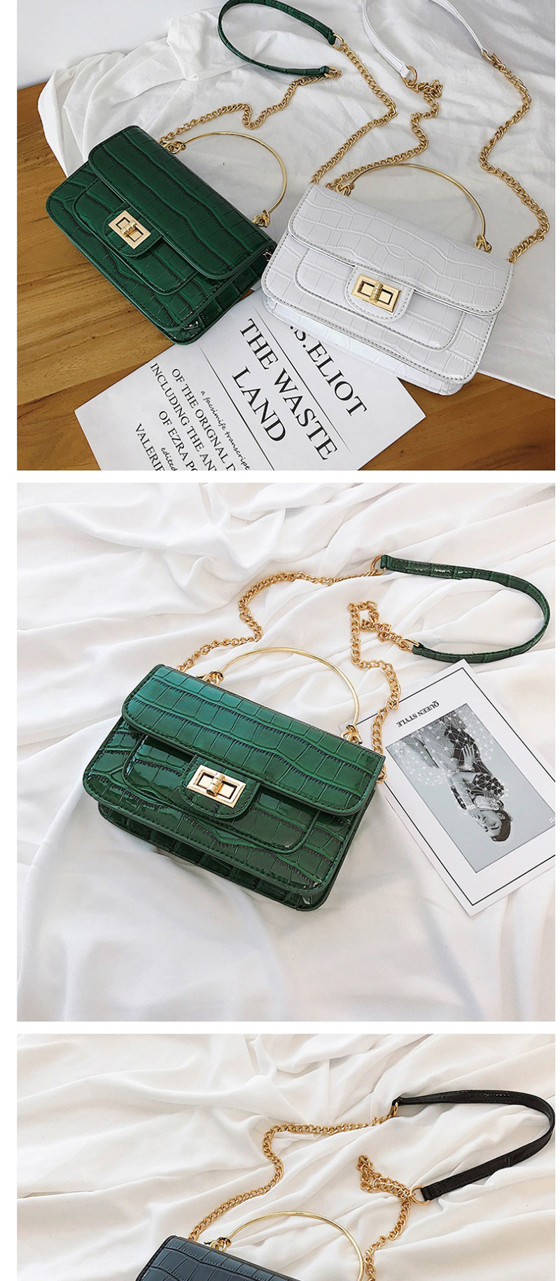 Fashion Green Stone Pattern Crossbody Shoulder Chain Bag,Handbags