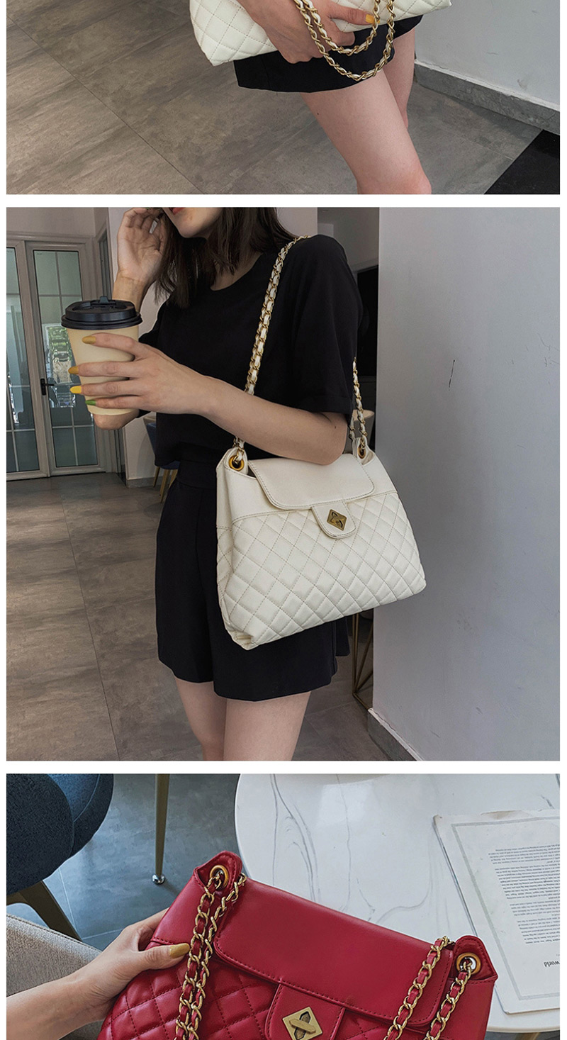 Fashion Creamy-white Rhombic Chain Shoulder Bag,Messenger bags