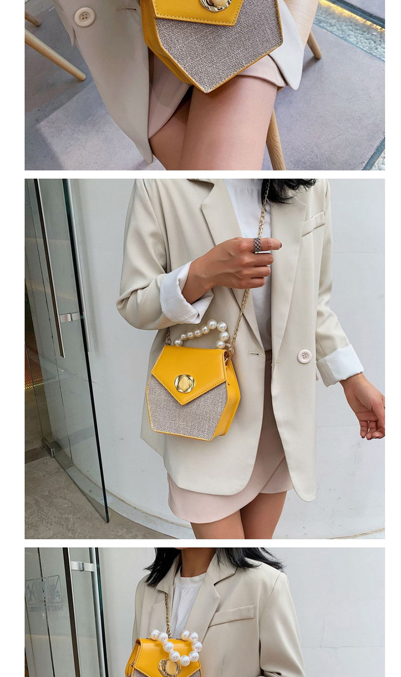 Fashion Yellow Trumpet Crossbody Chain Pearl Tote Bag,Handbags