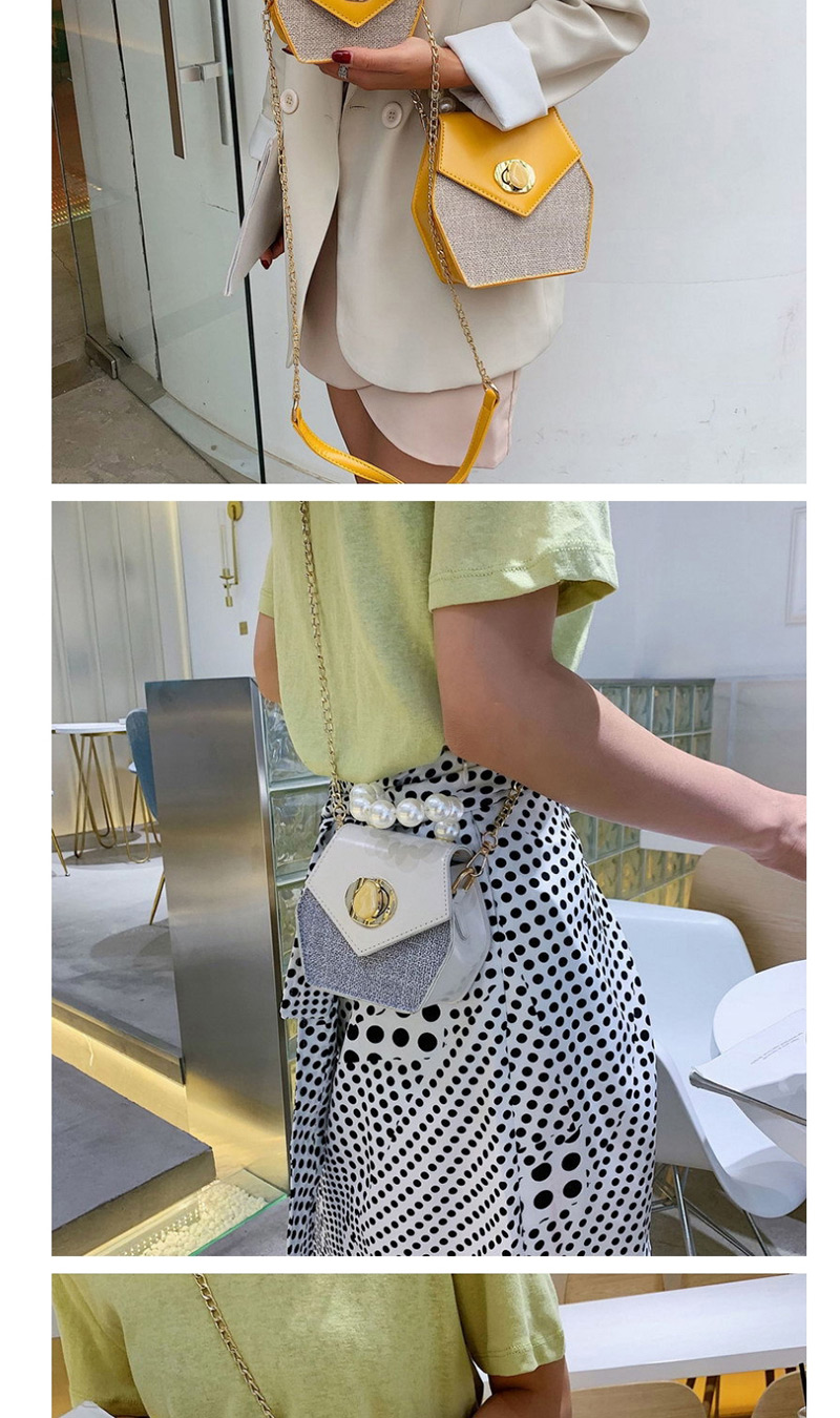 Fashion Yellow Large Crossbody Chain Pearl Tote Bag,Handbags