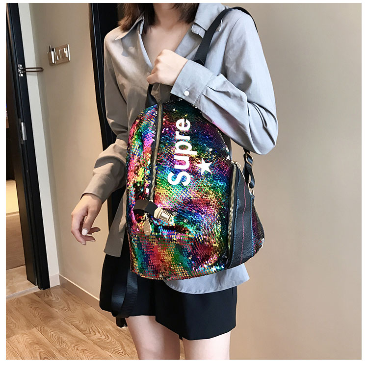 Fashion Black Anti-theft Sequin Backpack,Backpack