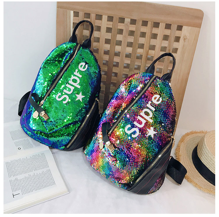 Fashion White Anti-theft Sequin Backpack,Backpack