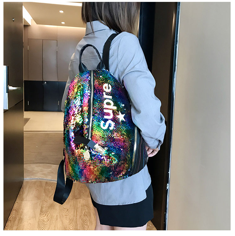 Fashion Black Anti-theft Sequin Backpack,Backpack