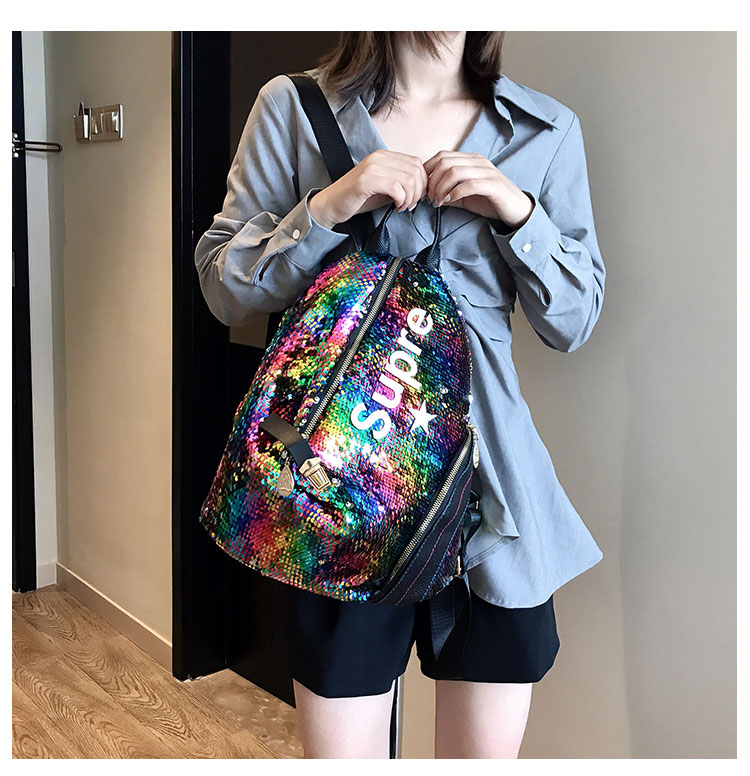 Fashion Green Anti-theft Sequin Backpack,Backpack