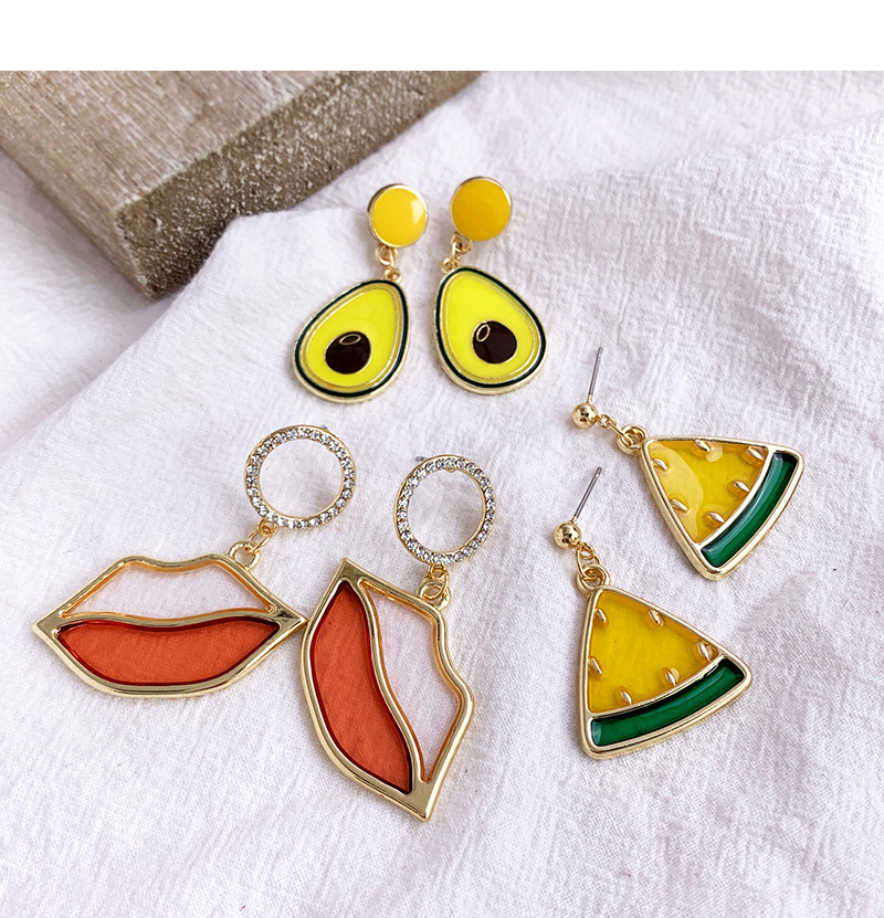 Fashion Yellow Alloy Resin Fruit Lemon Earrings,Drop Earrings