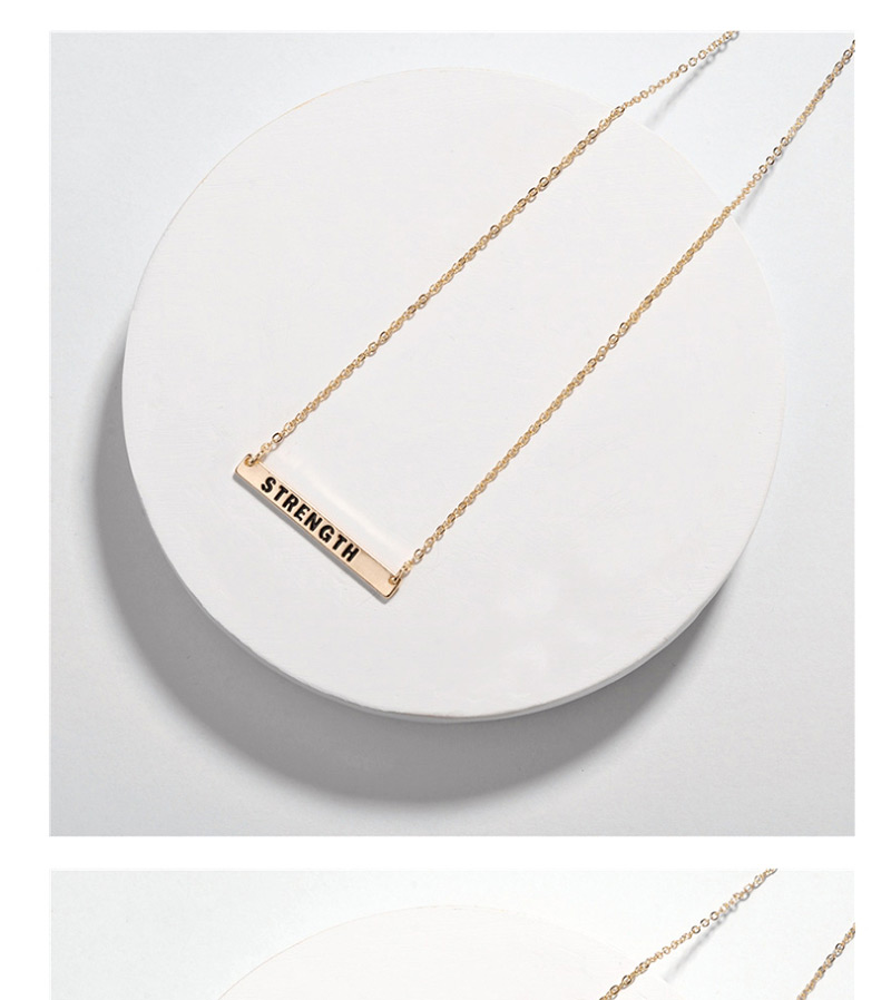Fashion Fearless Alloy Letter Smudged Rectangular Necklace,Pendants