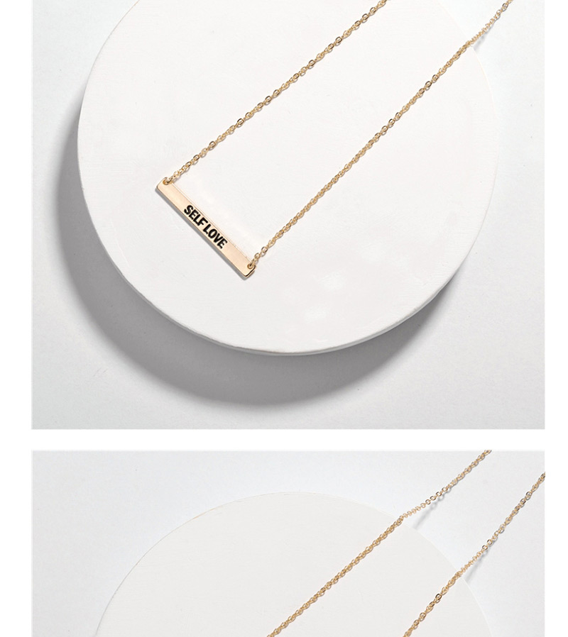 Fashion Dream Alloy Letter Smudged Rectangular Necklace,Pendants