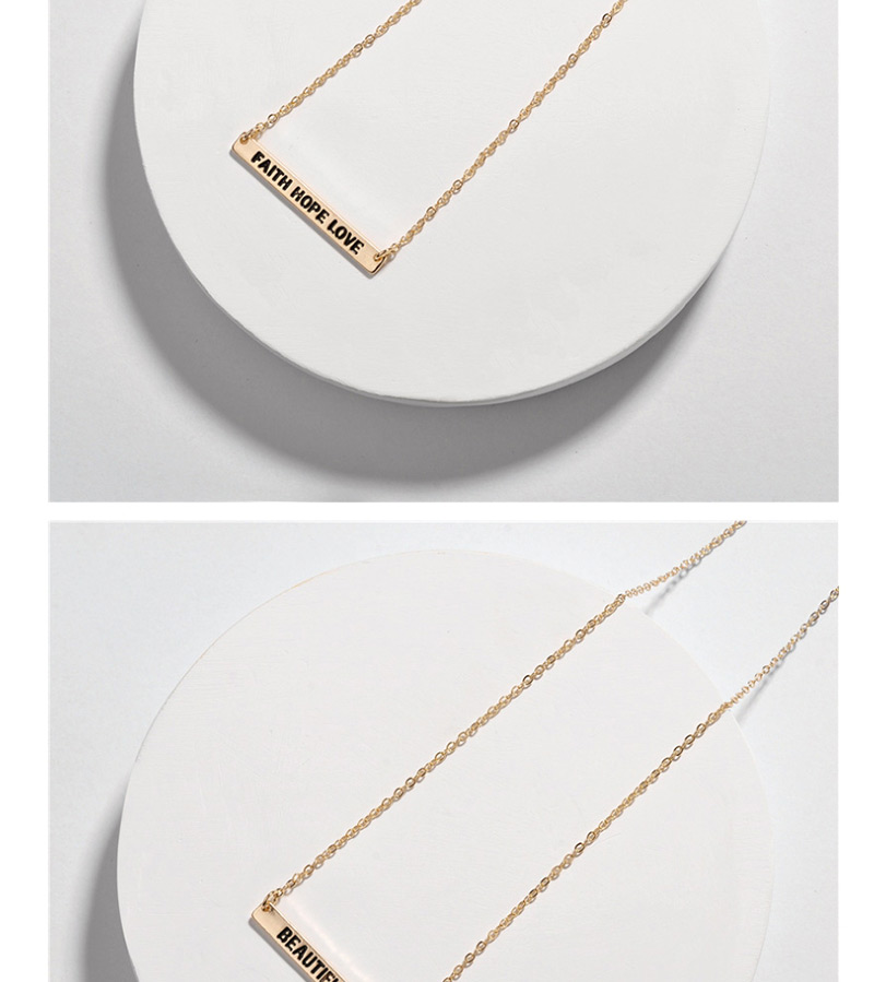 Fashion Fearless Alloy Letter Smudged Rectangular Necklace,Pendants